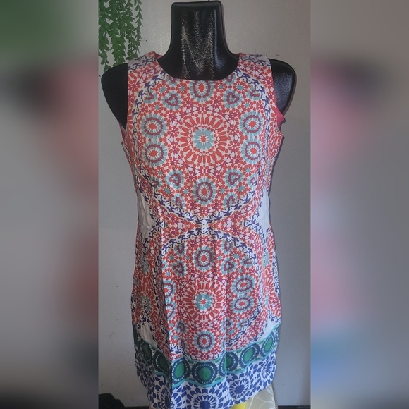 London Times Sleeveless Abstract Midi Dress 10 - Picture 1 of 6